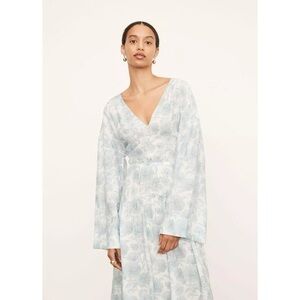 Vince | Dahlia Floral Print V-neck Dress Blue White Size Medium